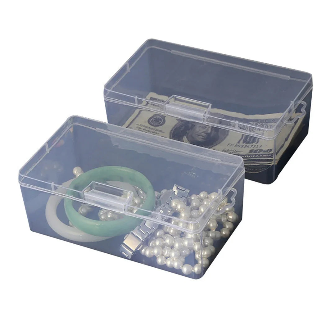 1Pc Transparent Plastic Toys Organizer Jewelry Storage Boxes Rectangle With Cover Multipurpose Storage Box
