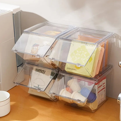 2/4pcs Transparent Plastic Coffee Capsule Holder with Lid Tea Bags Organizer Stackable Food Storage Box for Cabinet Dining Room