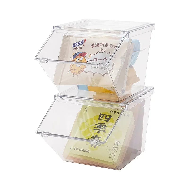 2/4pcs Transparent Plastic Coffee Capsule Holder with Lid Tea Bags Organizer Stackable Food Storage Box for Cabinet Dining Room
